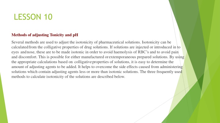 Adjusting Tonicity and pH in Pharmaceutical Solutions
