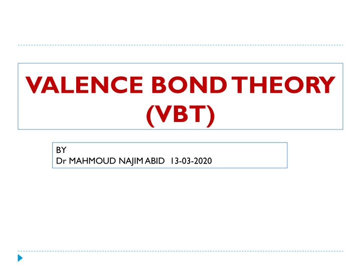 Valence Bond Theory in Chemistry