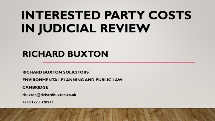 Challenges and Opportunities in Judicial Review Costs
