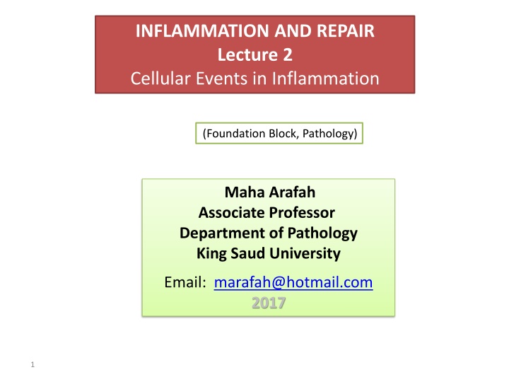 Cellular Events in Inflammation and Repair