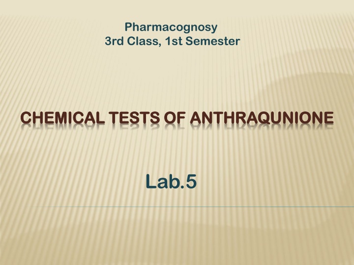 Chemical Tests of Anthraquinone in Aloe Vera Extract