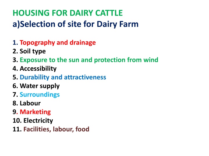 Essential Factors for Selecting a Dairy Cattle Farm Site