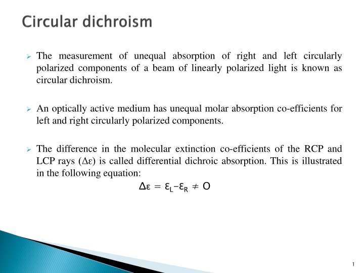 Optical Properties of Optically Active Compounds