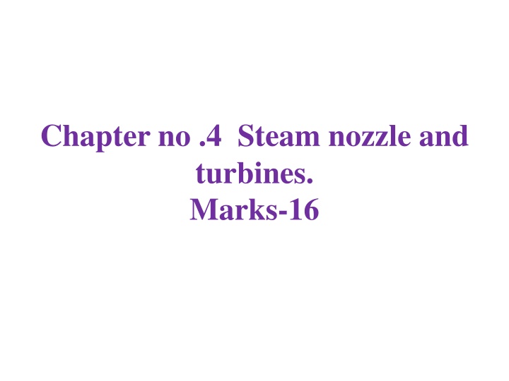 Steam Nozzles and Turbines