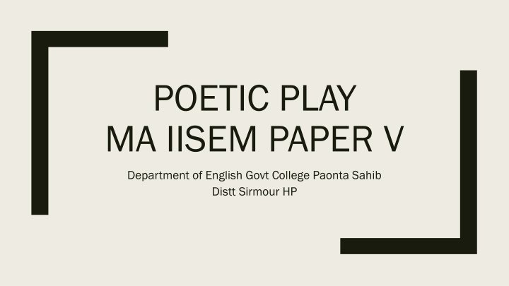 Evolution of Poetic Drama in the 20th Century