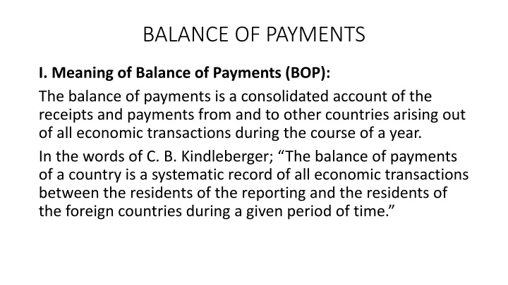 Balance of Payments: Components and Significance