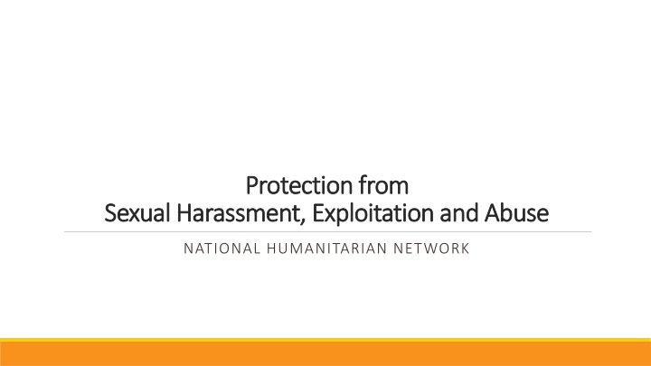 Addressing Sexual Harassment and Exploitation in Humanitarian Work