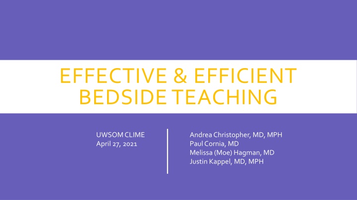 Enhancing Bedside Teaching in Clinical Practice: Strategies and Challenges