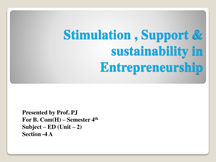 Strategies for Entrepreneurial Stimulation, Support, and Sustainability in Today's Business Landscape