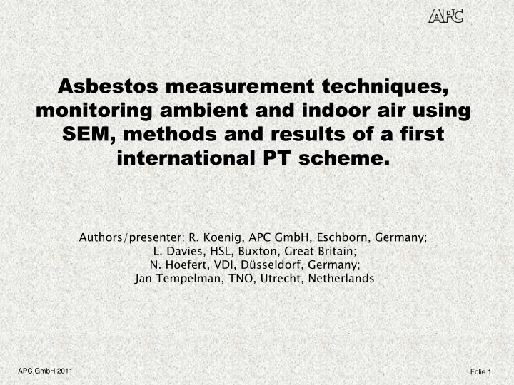 Techniques for Monitoring Asbestos Fiber Concentration in Ambient and Indoor Air using SEM