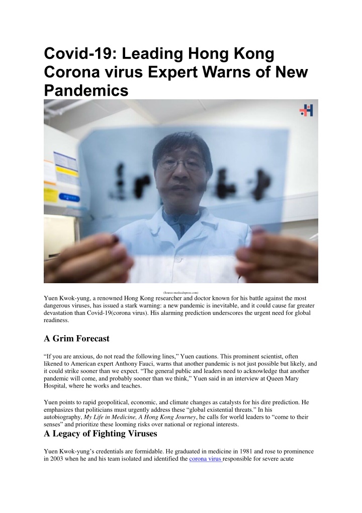 covid 19 leading hong kong corona virus expert n.w