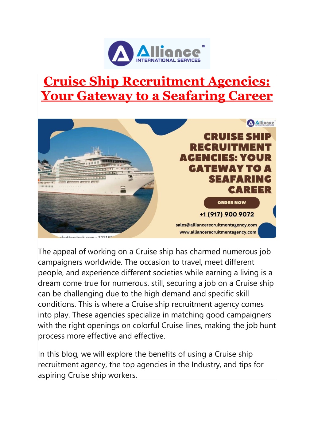 cruise ship recruitment agencies your gateway l.w