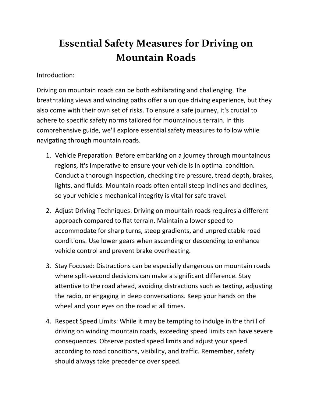 essential safety measures for driving on mountain n.