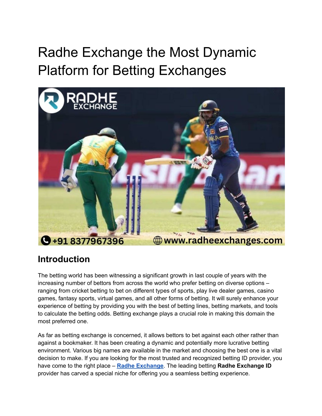 radhe exchange the most dynamic platform l.w