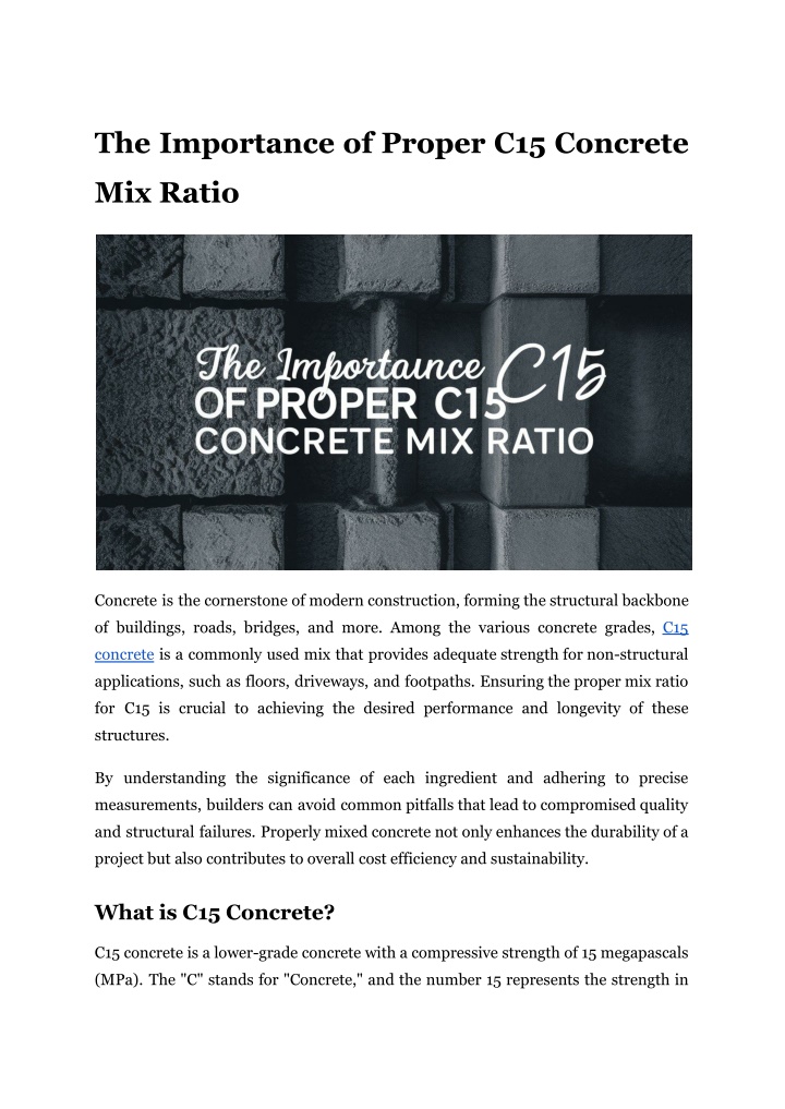 the importance of proper c15 concrete n.w