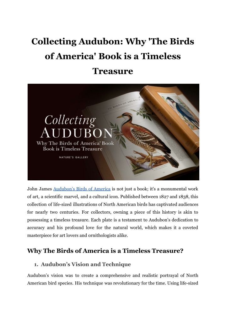 collecting audubon why the birds n.w