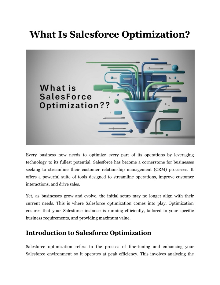 what is salesforce optimization n.w