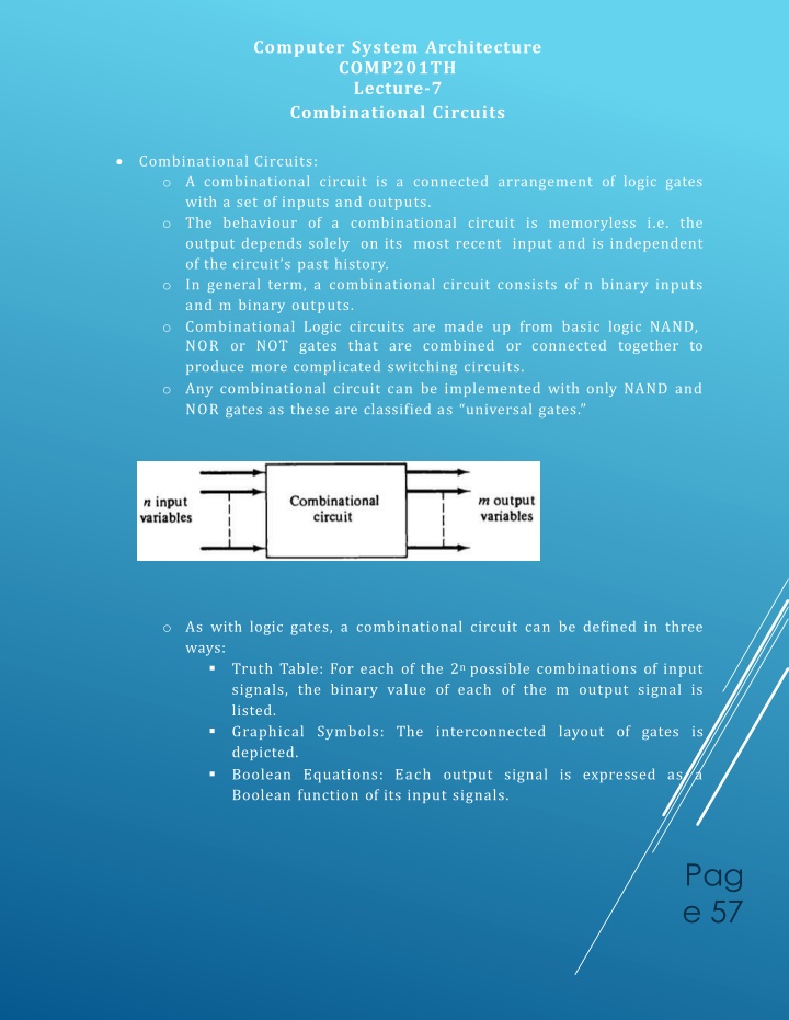 Combinational Circuits in Digital Systems