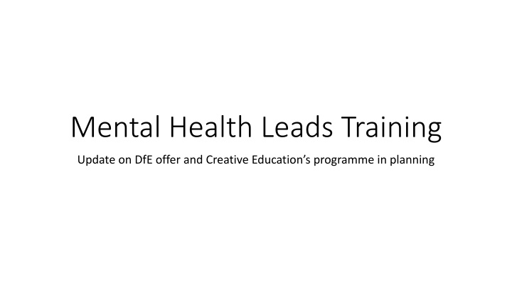 Update on Mental Health Leads Training Programme by DfE