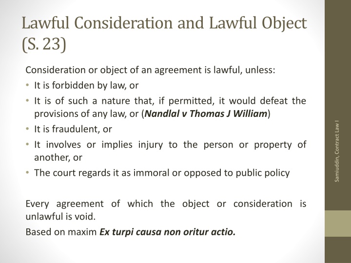 Lawful Consideration and Public Policy in Contracts