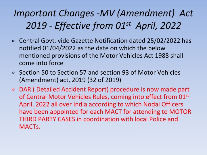 Important Changes in Motor Vehicles Act 1988 and Motor Vehicles Amendment Act 2019