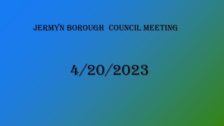 Jermyn Borough Council Meeting Agenda - April 20, 2023
