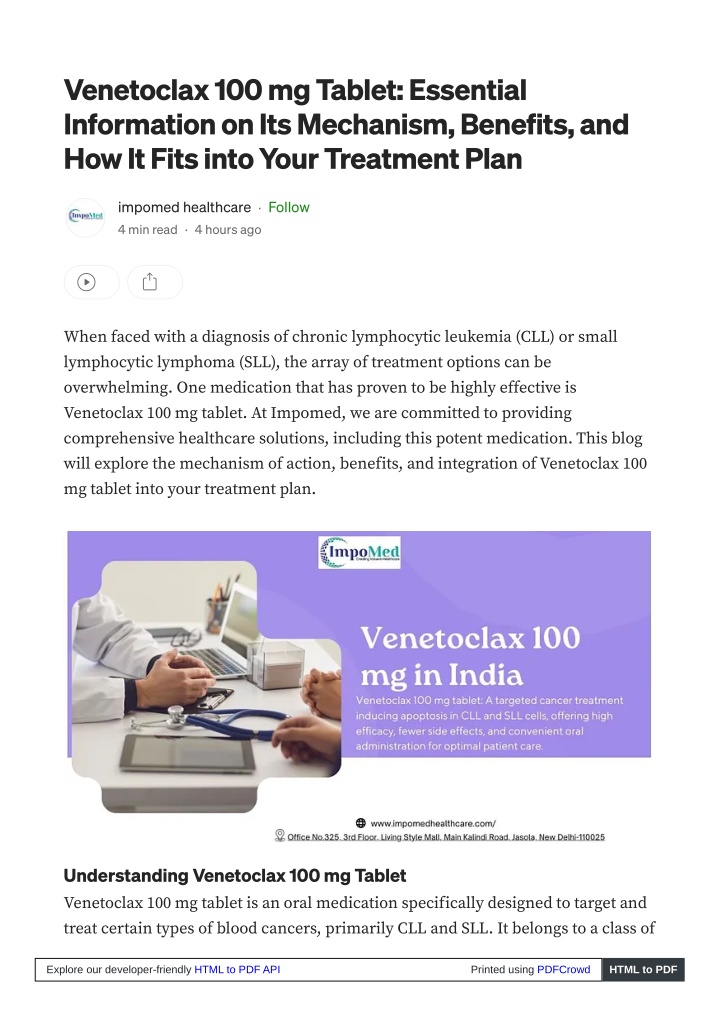 venetoclax 100 mg tablet essential information n.w