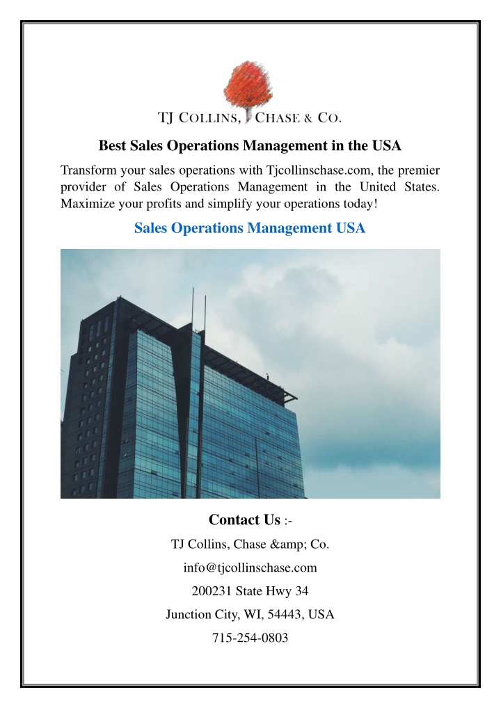 best sales operations management in the usa n.w