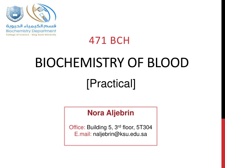 Biochemistry of Blood Practical Course Overview
