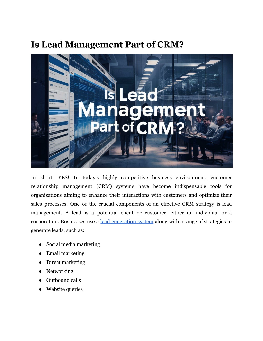 is lead management part of crm l.w