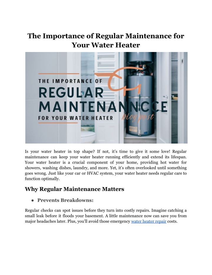 the importance of regular maintenance for your n.w