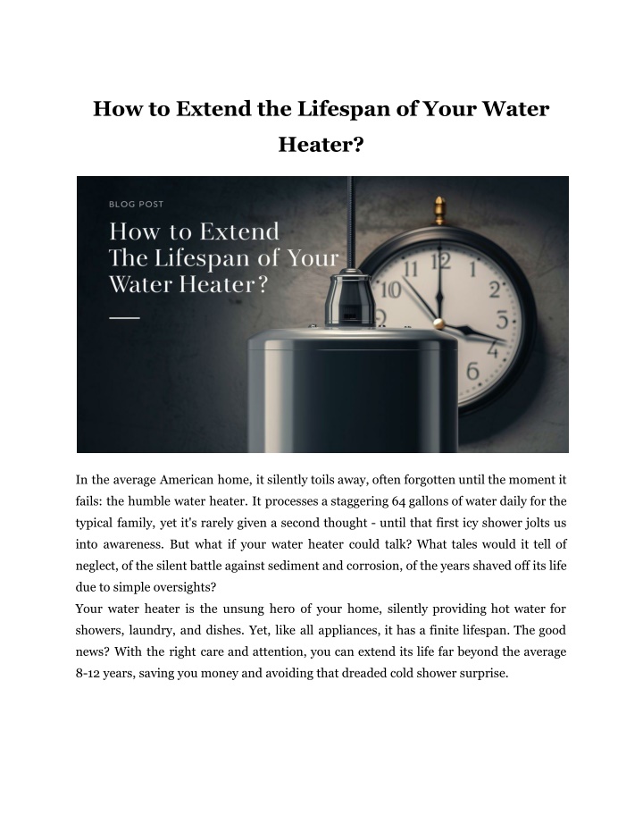 how to extend the lifespan of your water n.w
