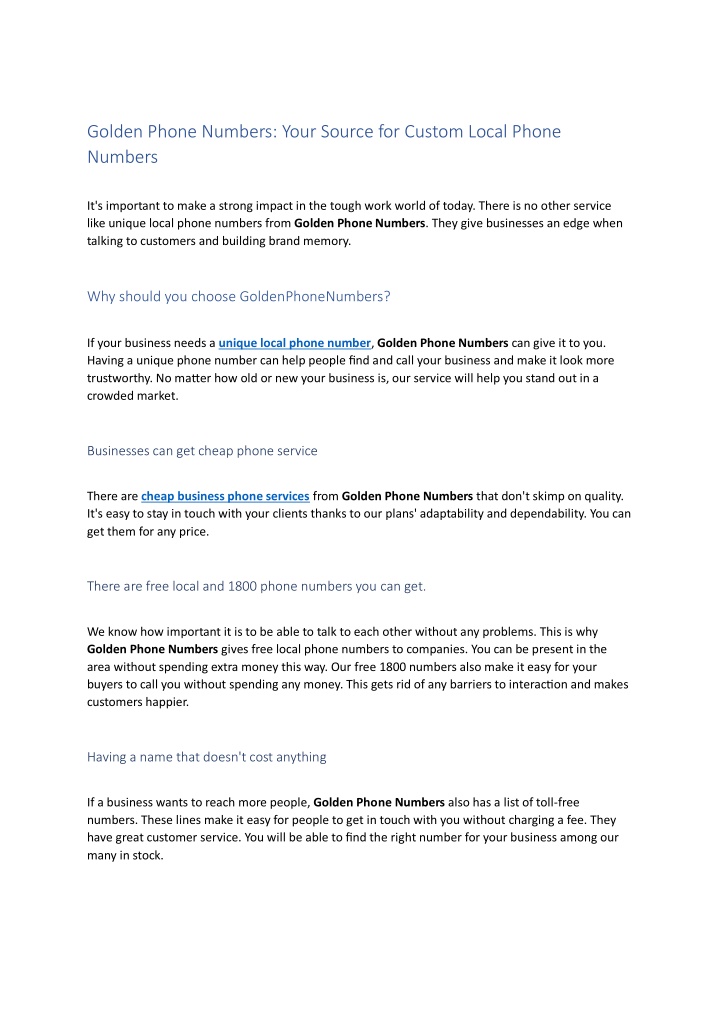 golden phone numbers your source for custom local n.w