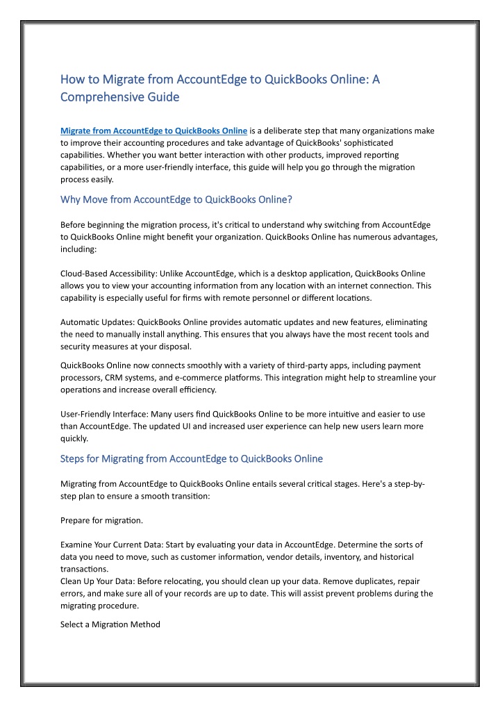 how to how to migrate from accountedge n.w