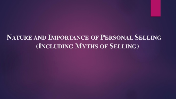 Personal Selling and Salesmanship