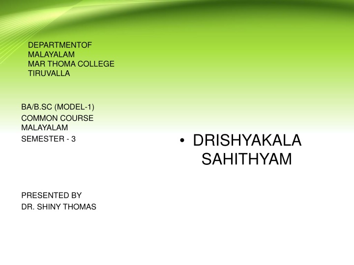 Malayalam Literature and Kathakali Tradition