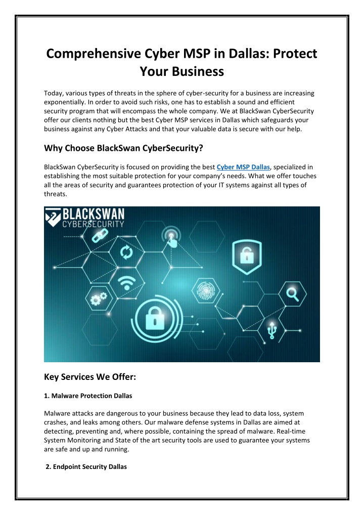 comprehensive cyber msp in dallas protect your n.w