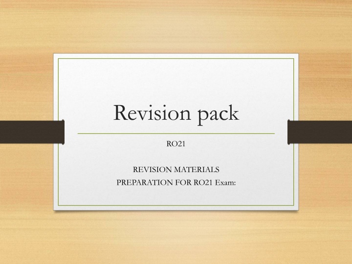 Preparation for RO21 Exam: Revision Pack Overview and Key Terms Explained