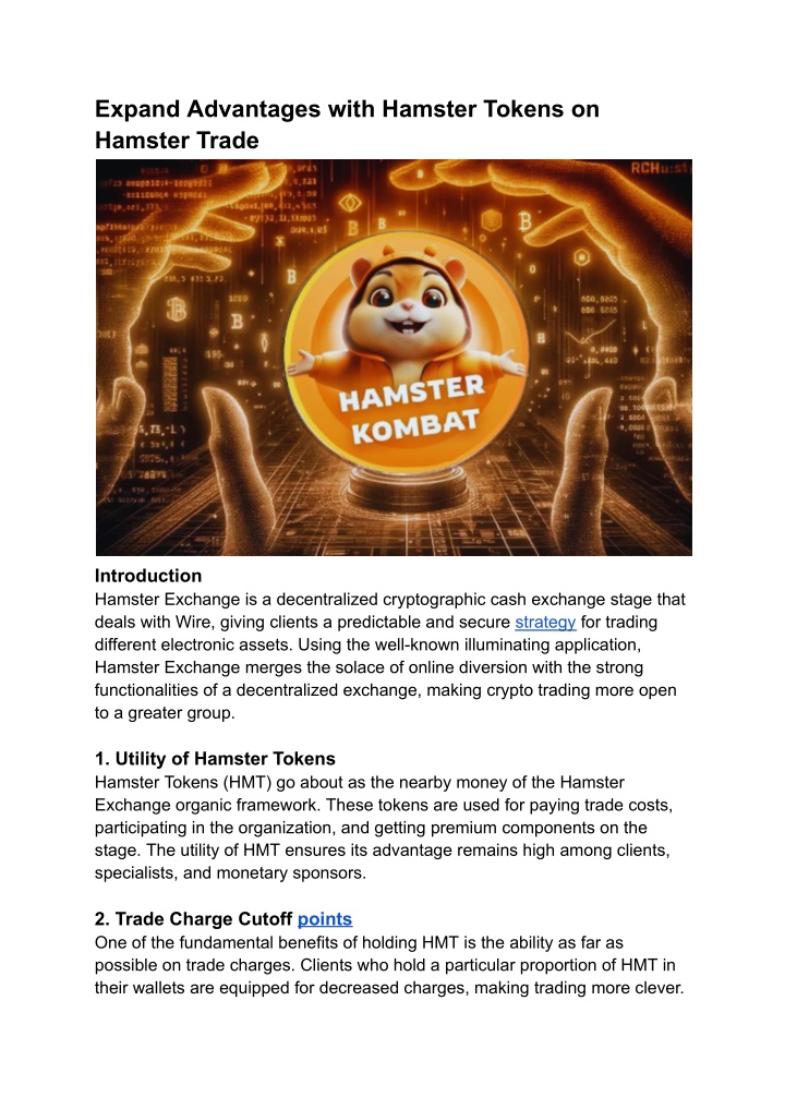 expand advantages with hamster tokens on hamster n.w