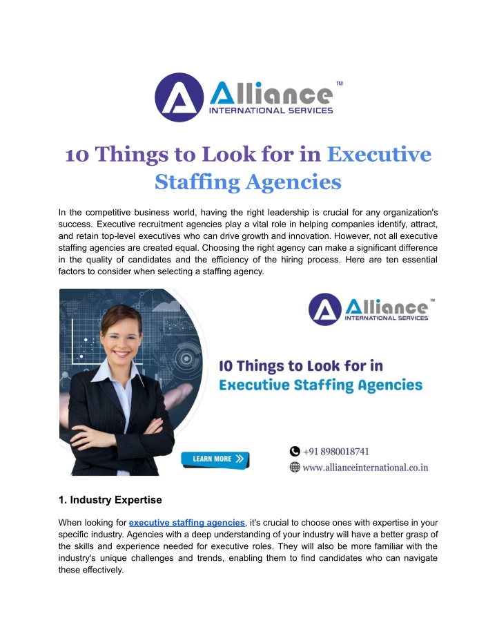 10 things to look for in executive staffing n.w