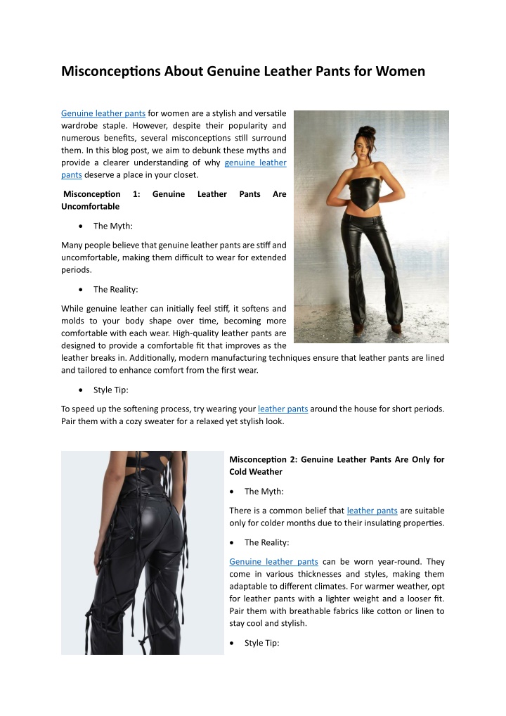 misconceptions about genuine leather pants n.w