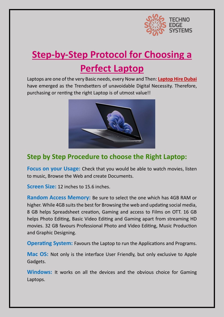 step by step protocol for choosing a perfect n.w