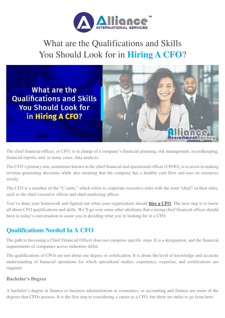 what are the qualifications and skills you should n.w