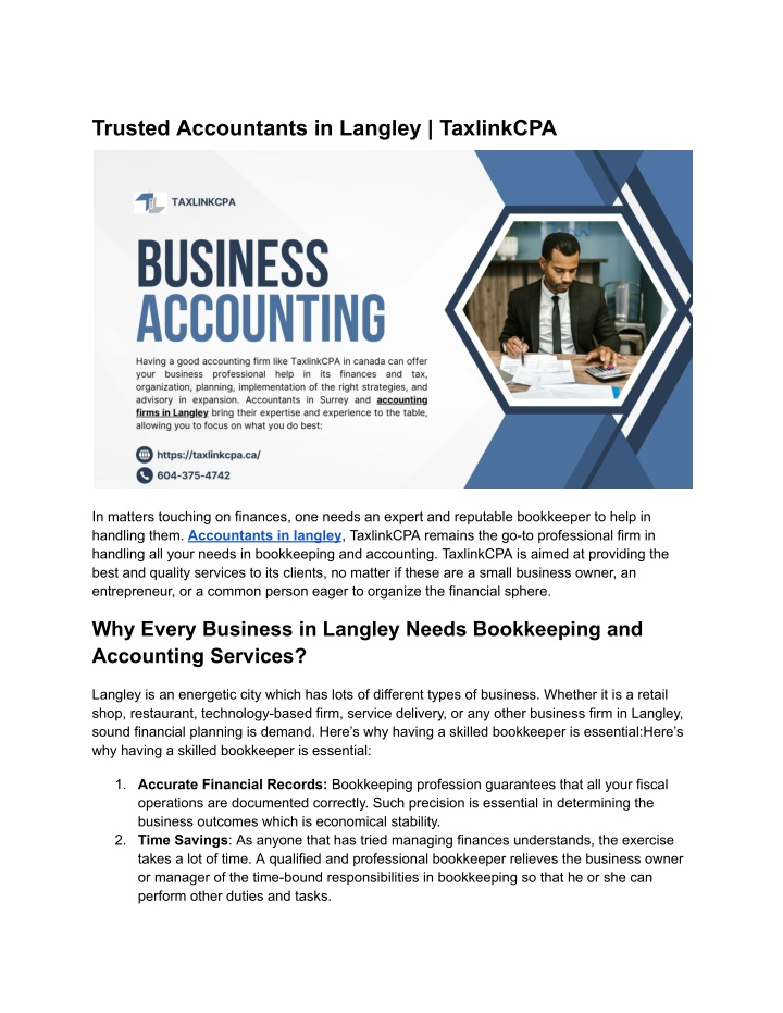 trusted accountants in langley taxlinkcpa n.w