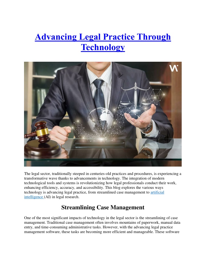 advancing legal practice through technology n.w