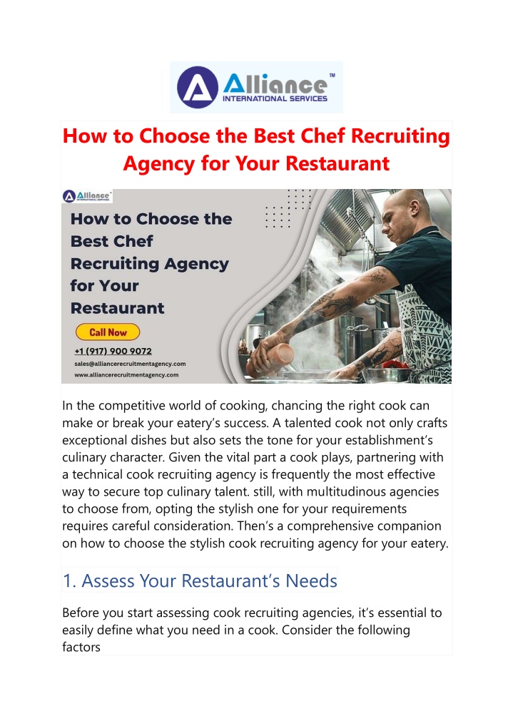 how to choose the best chef recruiting agency n.w