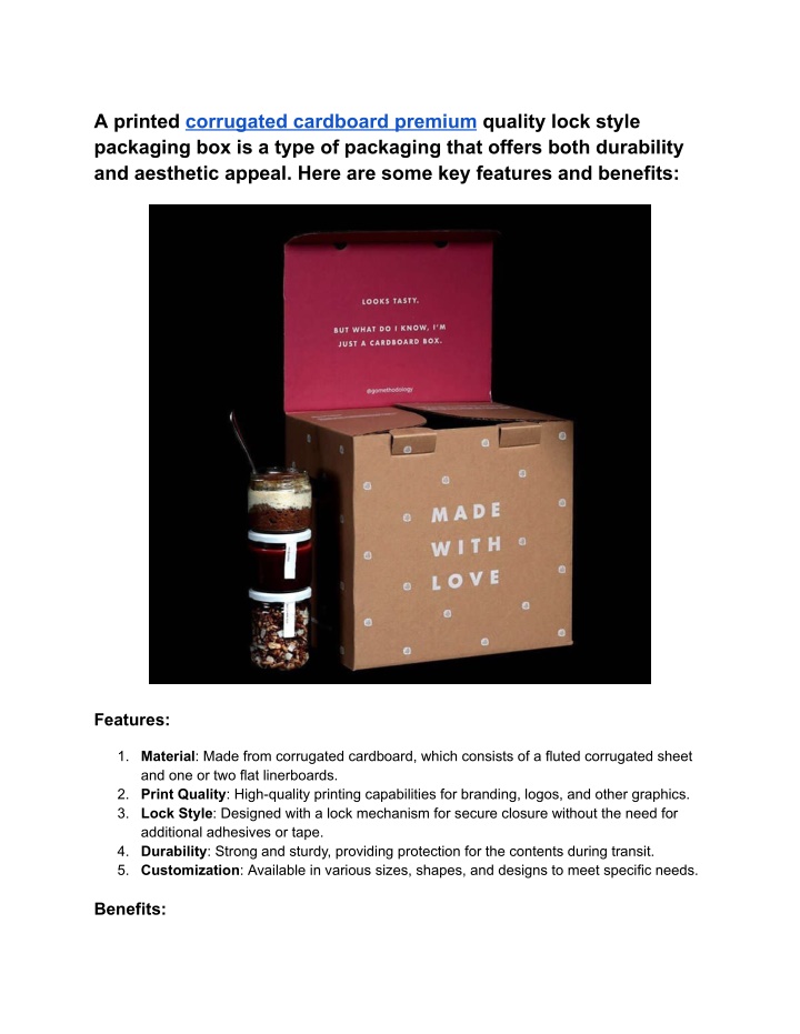 a printed corrugated cardboard premium quality n.w