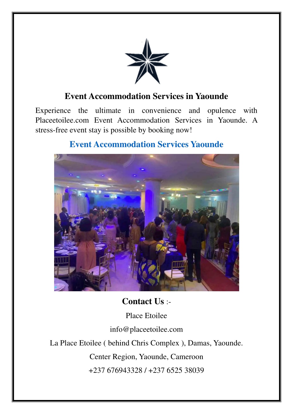 event accommodation services in yaounde l.w