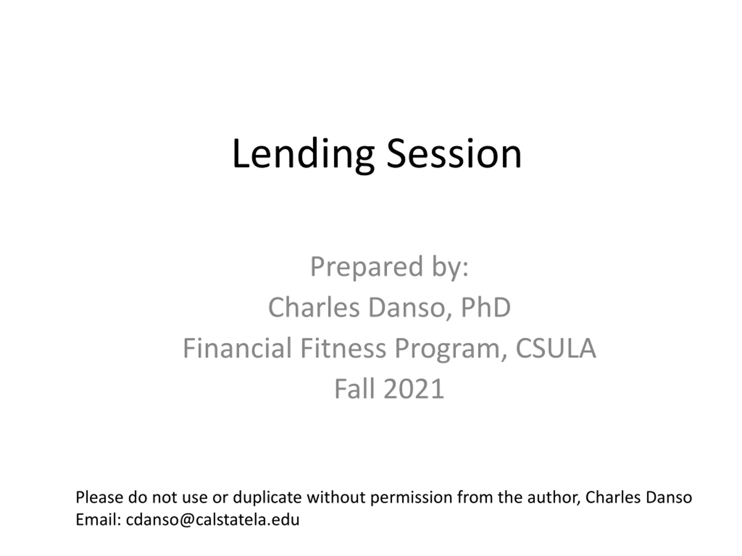 Lending Session