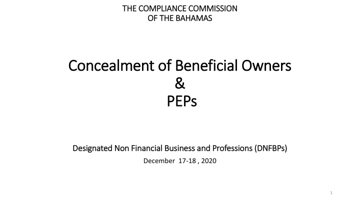 Beneficial Ownership and DNFBPs in The Bahamas